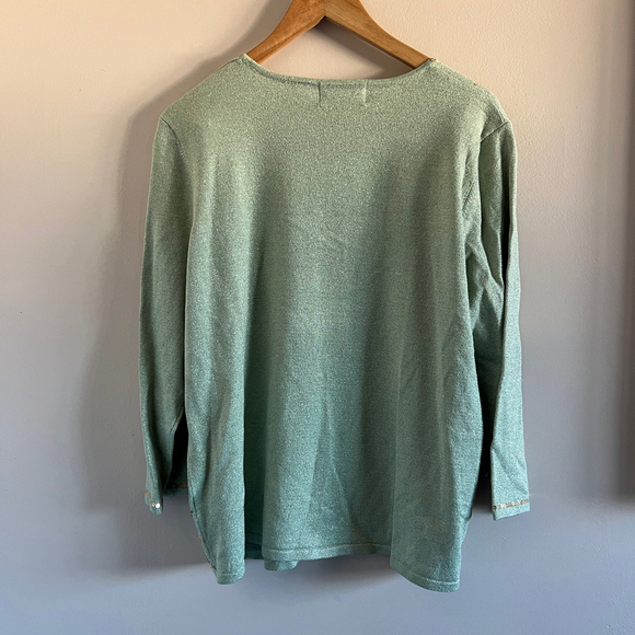 Alfred Dunner | Mint Green Long Sleeve Embellished Top & Pants Set - Picture 2 of 7